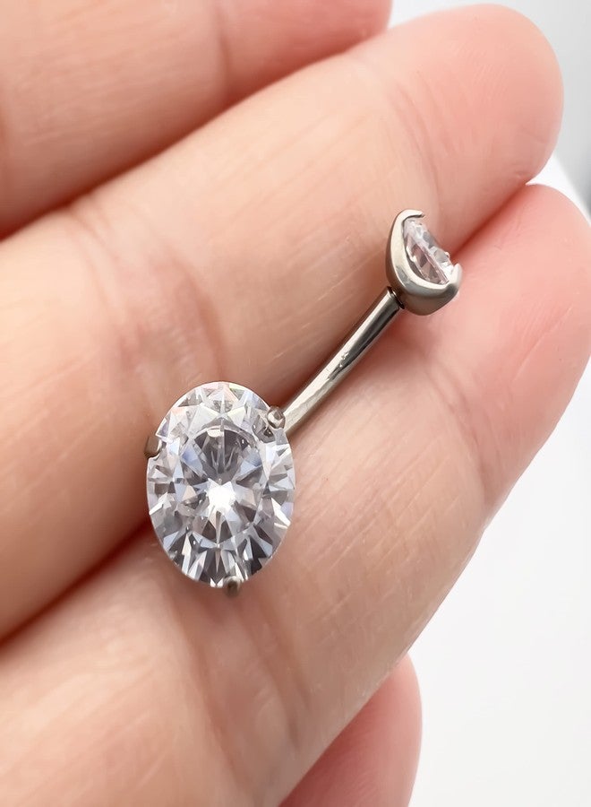 limerencia G23 Titanium Belly Button Rings hypoallergenic medical implant grade 14G Teardrop CZ Belly Navel Rings Piercing Belly Bars（White） - Image 3